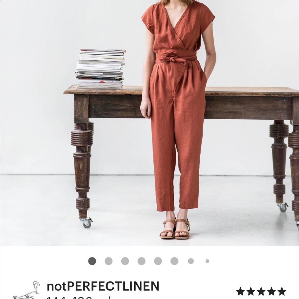 New NotPerfectLinen wrap jumpsuit - S - Emerald